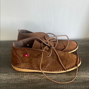 Brown Suede Shoes with Lace-Up Design